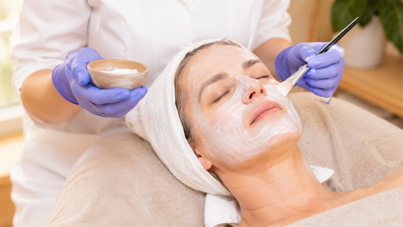 Klassische Gesichtsbehandlung mit Maske