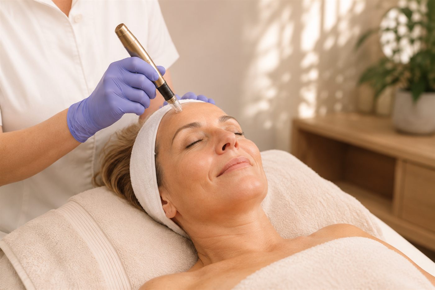 Microneedling-Behandlung im Gesicht
